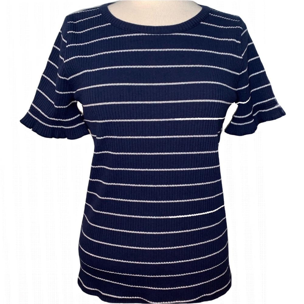 🔥 J crew ruffle short sleeve striped top